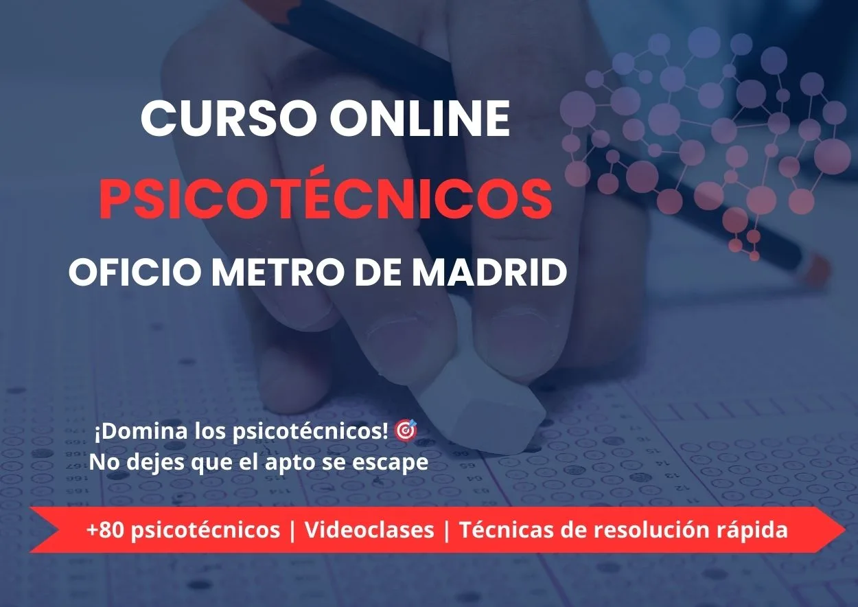 Curso Online de Psicotécnicos Metro Madrid Curso de Psicotécnicos Oficio Metro de Madrid